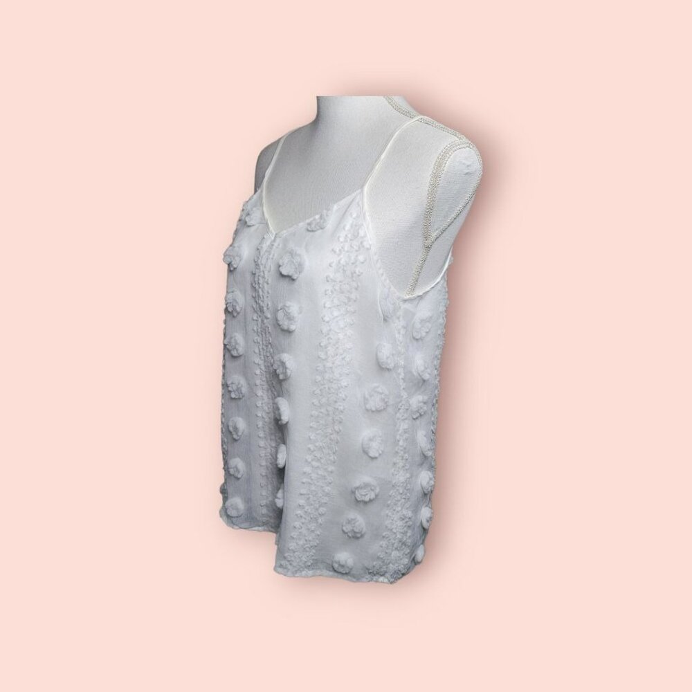Staccato Tank Top Staghetti Strap Adjustable White Texture Lightweight Womens XS